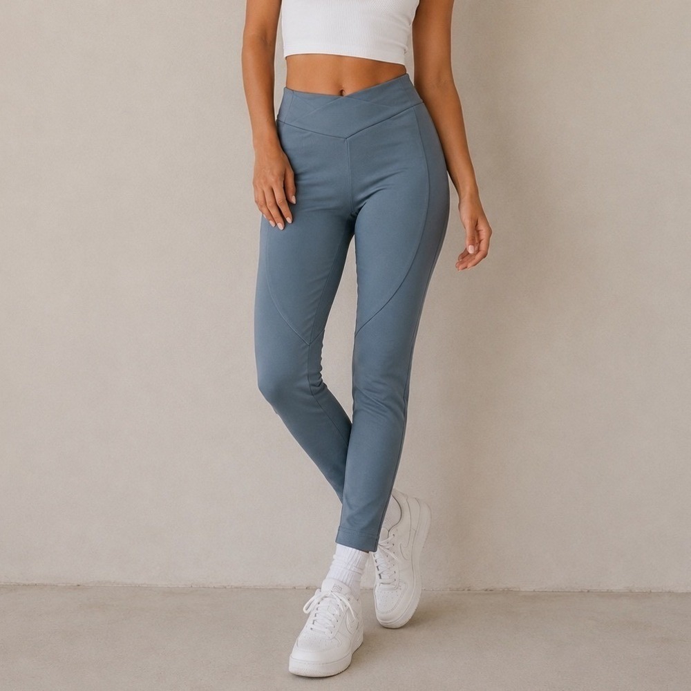 Gymshark Blue‎ Gray Crossover Waist Leggings Small women's